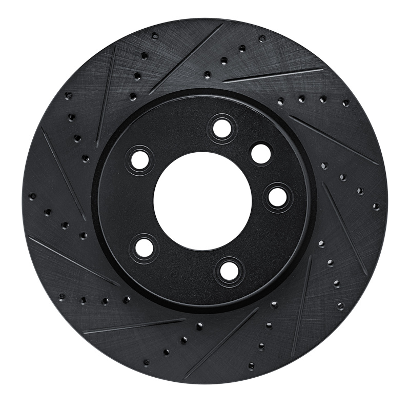 Porsche Cayenne Brake Rotor (1) - Left Front - R1 Concepts - Drilled & Slotted - Black - `03-`18